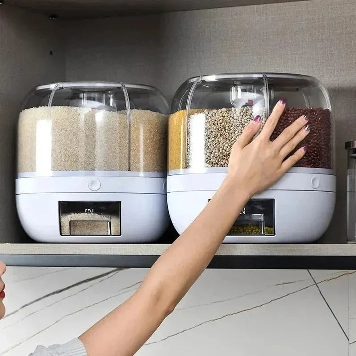 Rotating Grain Dispenser with 6 Compartments